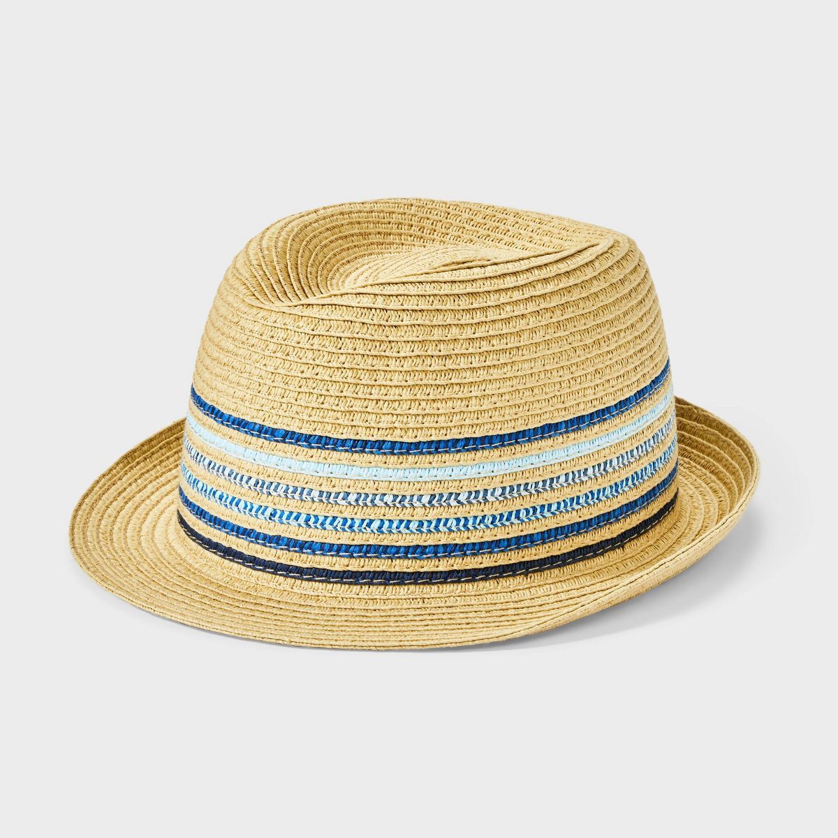 Kids' Paper Straw Striped Fedora Hat - Cat & Jack™ Off-White/Blue | Target