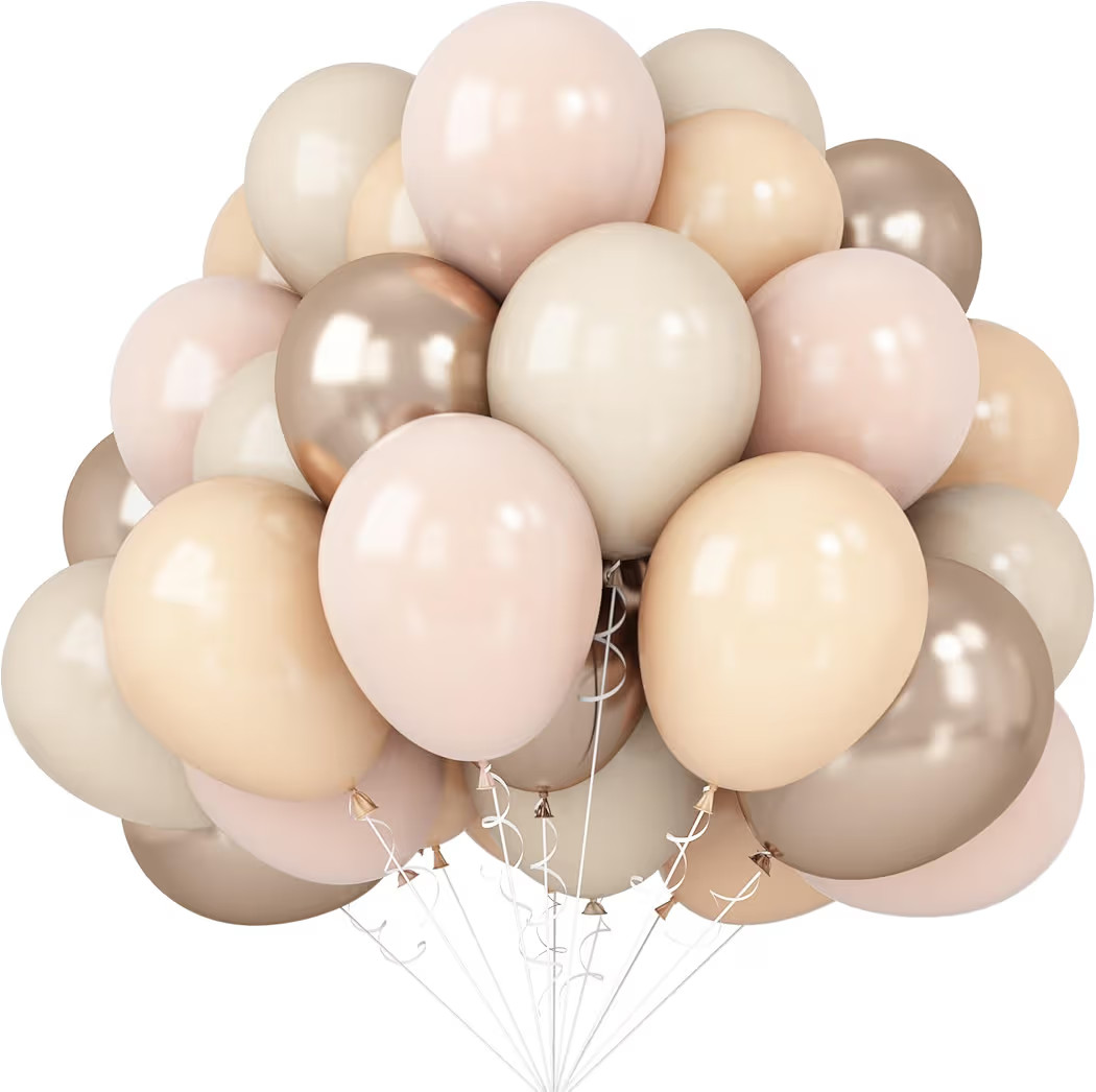 Blush Gold Beige Neutral Balloons 50pcs 12 inch Blush Champagne Gold Latex Balloons Sand White Nu... | Amazon (US)