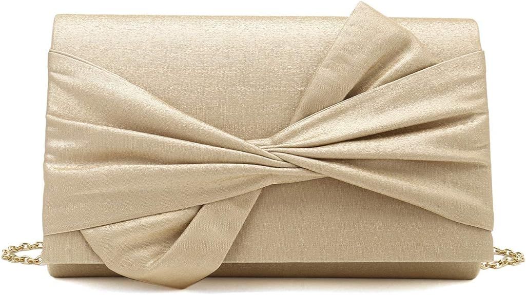 iXebella Satin Evening Bag Bow Flap Clutch Purse for Women Formal Party/Prom/Wedding | Amazon (US)