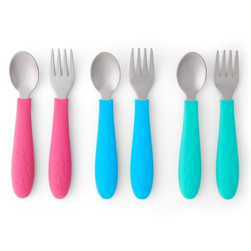Elk and Friends Kids Silverware with Silicone Handle | Childrens Safe Flatware | Toddler Utensils | Baby Spoons + Forks | Stainless Steel Cutlery | Amazon (US)