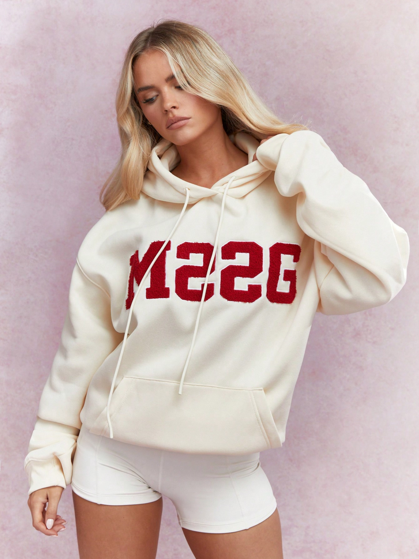 MISSGUIDED Wool Embroidered Logo Oversized Hoodie With Drawstrings | SHEIN
