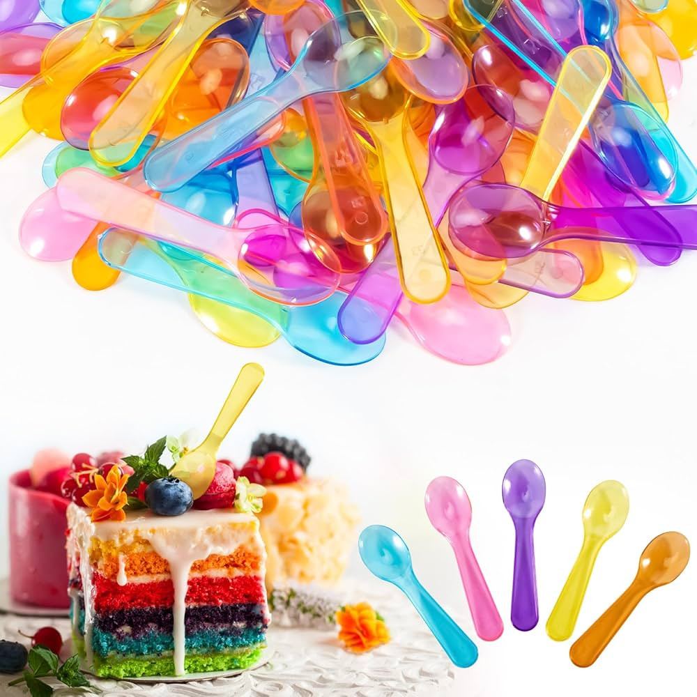 Mini Spoons - 100PCS Dessert Spoons Plastic Disposable Cutlery Small Plastic Spoons For Ice Cream... | Amazon (US)