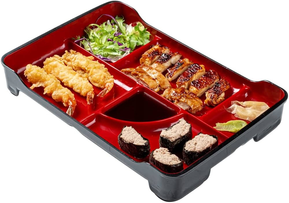 Restaurantware Bento Tek 14 x 9.1 x 2 Inch Compartment Lunch Plates 1 Japanese Style Adult Lunch ... | Amazon (US)