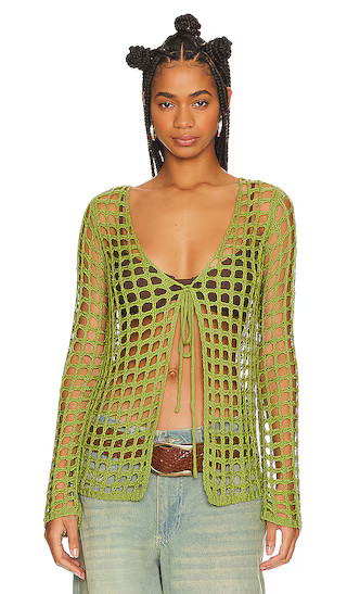 Malya Tie Cardigan in Sage | Revolve Clothing (Global)