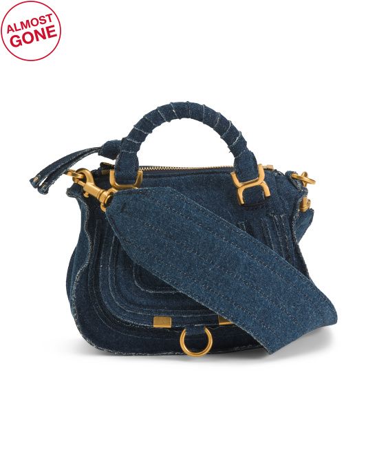 Made In Italy Marcie Denim Mini Double Carry Satchel With Strap | TJ Maxx