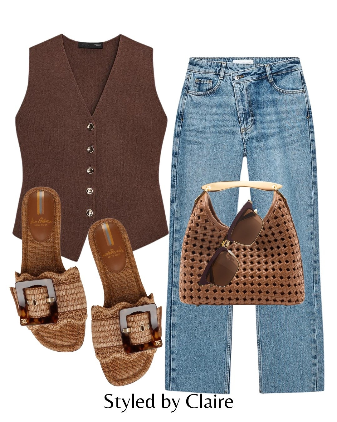 Jeans & a nice top🤎
Use code CS20 on Elleme bags sitewide
Tags: Zara waistcoat chocolate brown Sam edelman raffia sandals buckle woven waistband jeans darker wash straight style sunglasses H&M fashion summer inspo outfit ideas chic women’s city break date night Dubai Barcelona sliders capsule wardrobe basics 

#LTKstyletip #LTKsummer