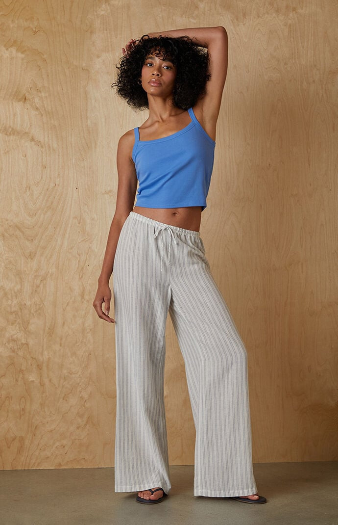 Your Favorite Women's Striped Linen Pants in Off White - Size Medium | PacSun