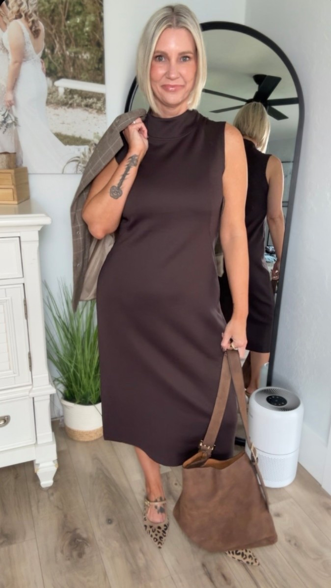 Would you believe me if I told you this was an athletic dress?! And it’s Scubaknit?! 
Sign me up!! 

It’s beyond comfortable, features a mock neck and slight slit in the back. I’m wearing a medium. 

Workwear, casual dress, elevated casual, scuba dress, avia, Walmart, 

#LTKWorkwear #LTKStyleTip #LTKFindsUnder50