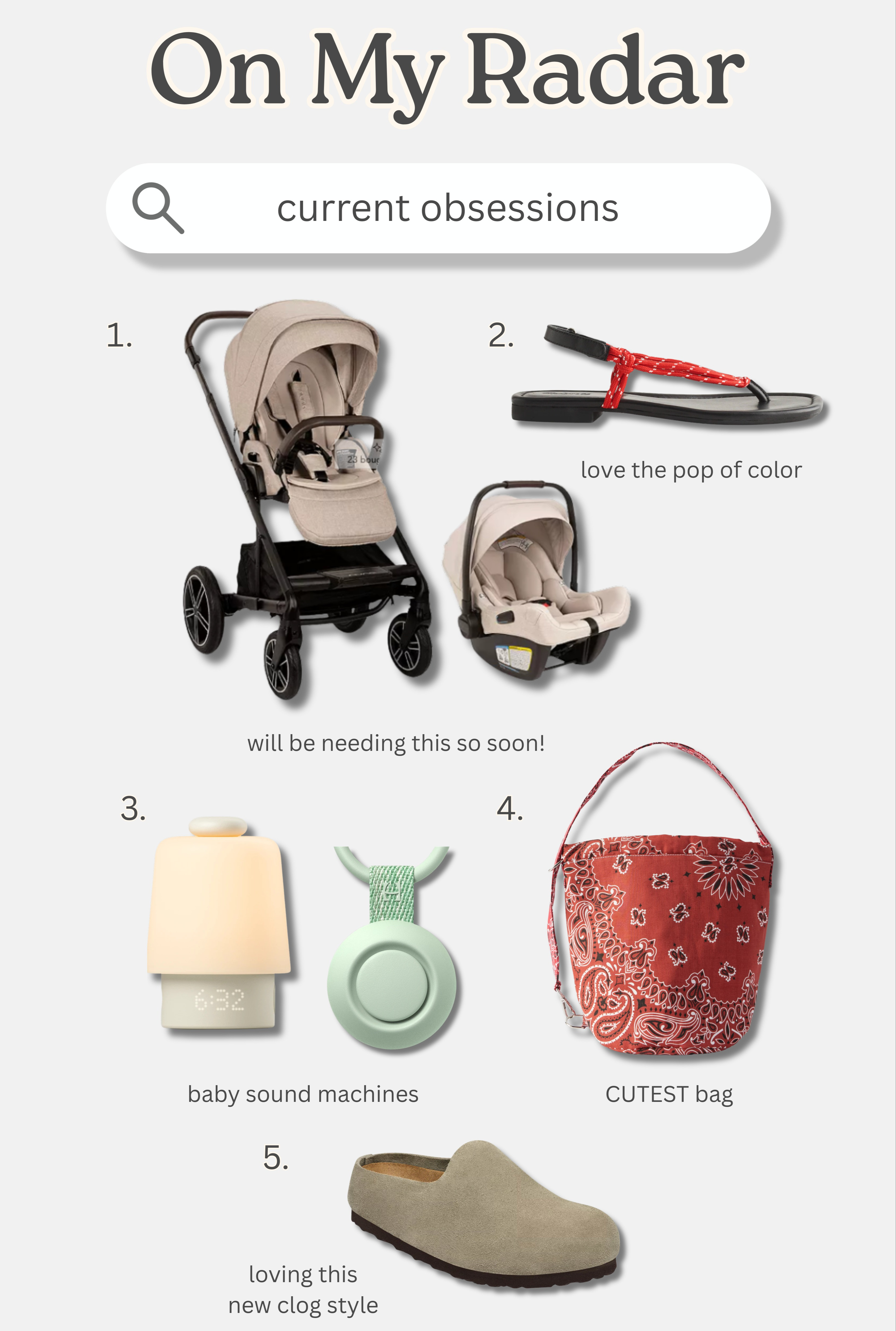 [7/20/26] what is on my radar 🤍 my current obsessions from baby essentials, stroller + carseat duo, sandals and more.

#LTKootd #LTKBeauty #LTKBaby