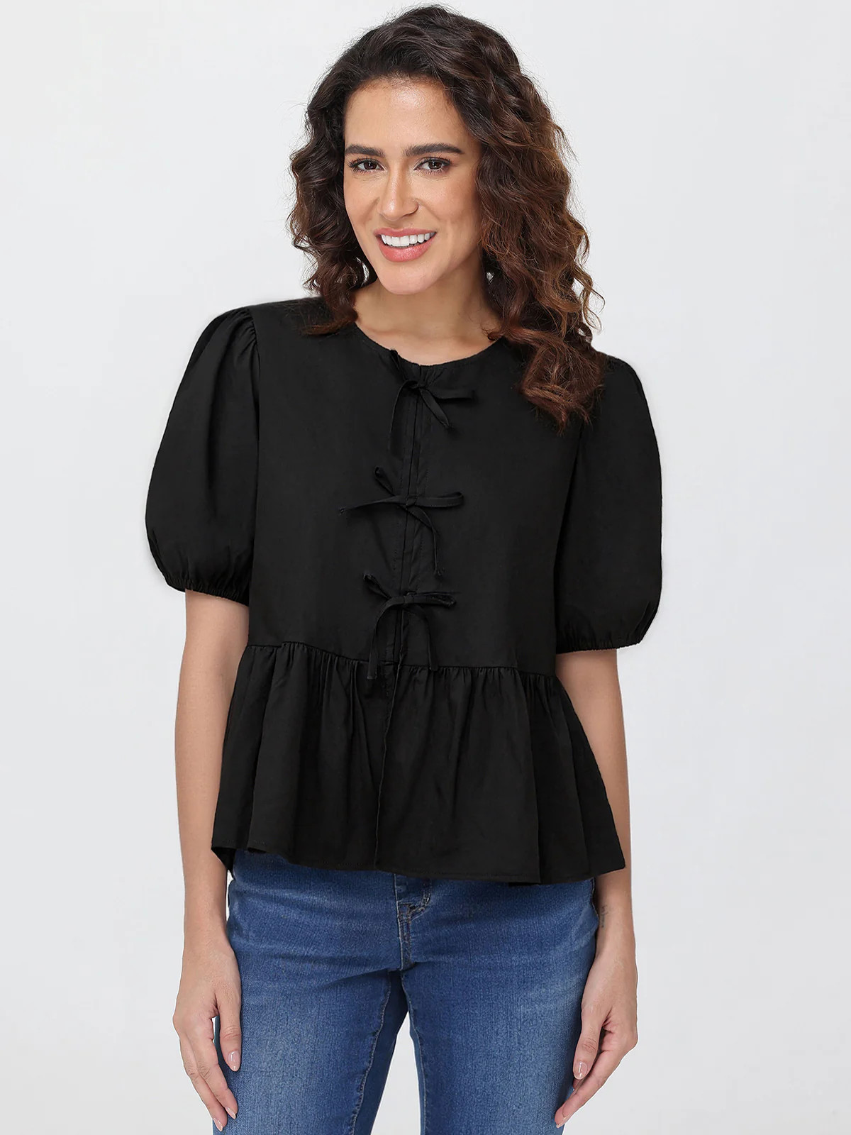 89th & Madison Bow Front Puff Sleeve Top | 89th + Madison