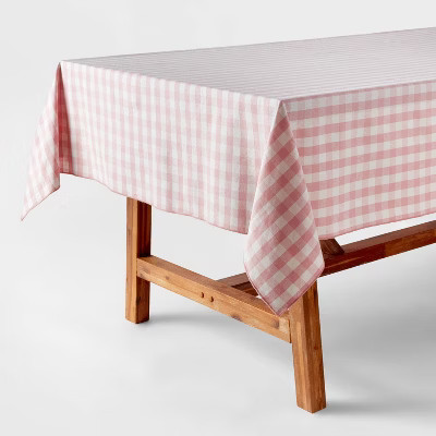 60" x 108" Cotton Gingham Tablecloth Pink - Threshold™ | Target