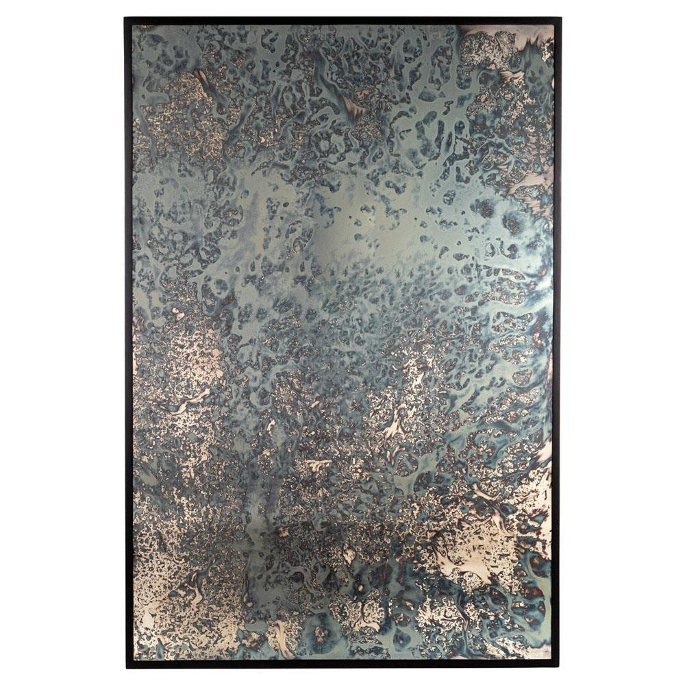Ponce Industrial Loft Black Iron Frame Acid Wash Glass Rectangular Floor Mirror | Kathy Kuo Home