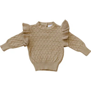 Mebie Baby Toffee Knit Ruffle Sweater for Kids: Sizes 0-3 Months to 6 Years | Mebie Baby