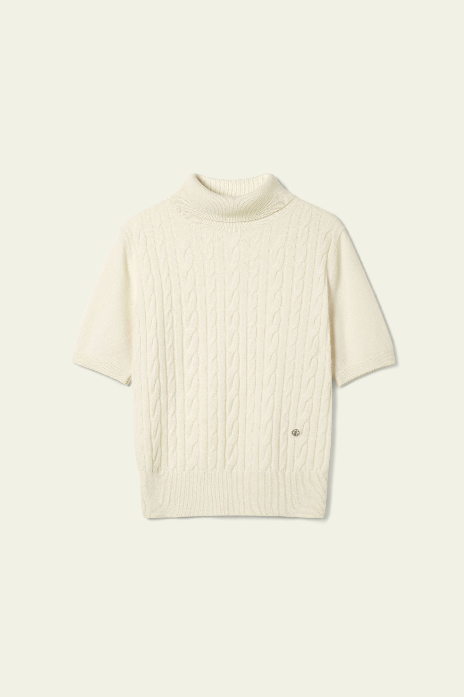Cable-Knit Baby Cashmere Turtleneck Top | LILYSILK