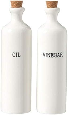 Home Essentials Oil and Vinegar Ceramic Dispenser Bottles with Cork Stoppers | Amazon (US)