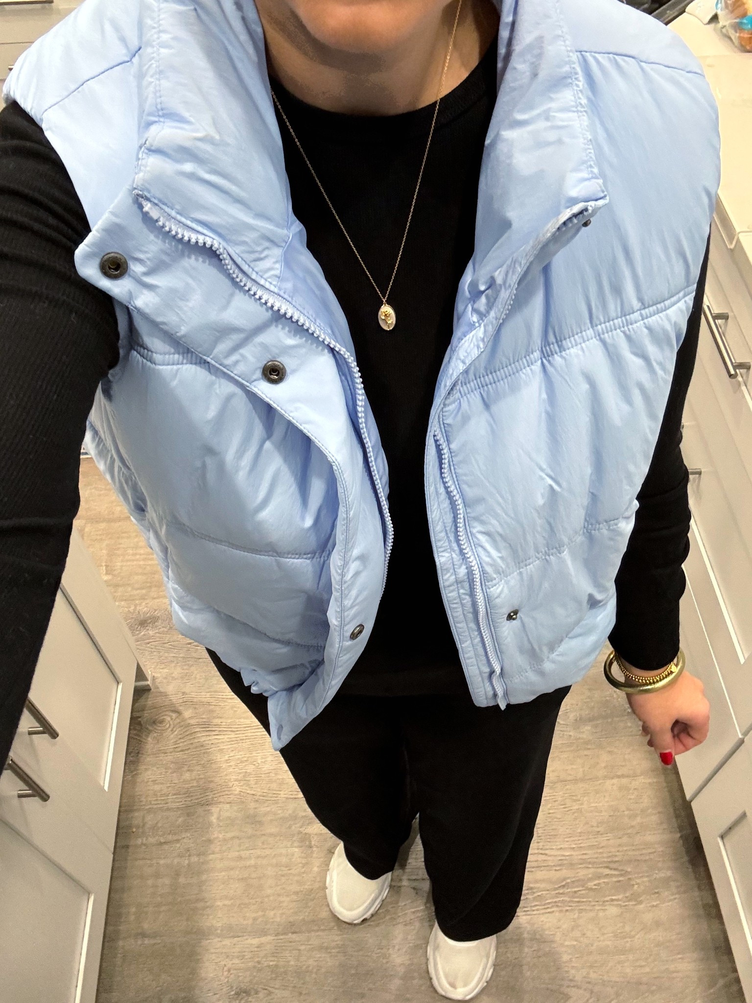 Casual comfy work outfit- pull on style elastic pants are not only super comfy but easy to style 🙃🩵

Large in pants
Medium in everything else 

Winter outfit 
Mom outfit 

#LTKmomlife #LTKootd #LTKMidsize