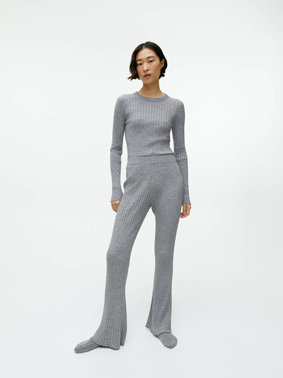 Flared Merino Blend Trousers | ARKET (US&UK)