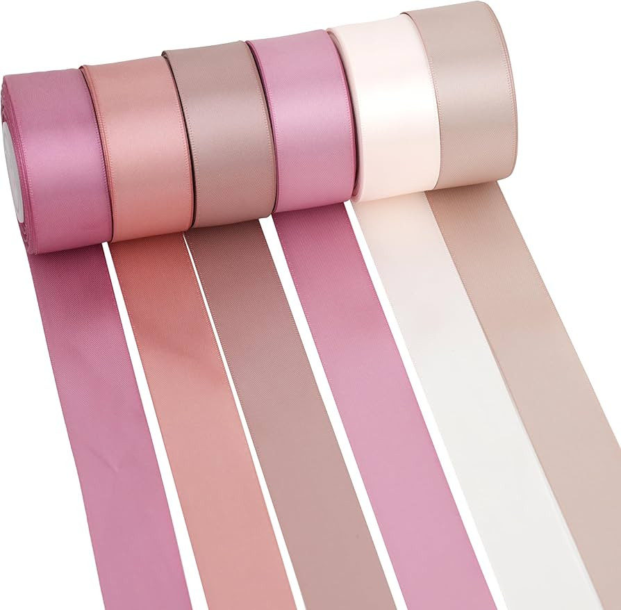 MAYREEL 1 Inch Dusty Rose Satin Ribbon Rose Pink Ribbon for Gift Wrapping Wedding Bridal Shower V... | Amazon (US)