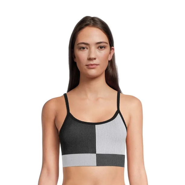 No Boundaries Juniors' Seamless Color Block Ribbed Brami, Sizes to 3XL | Walmart (US)