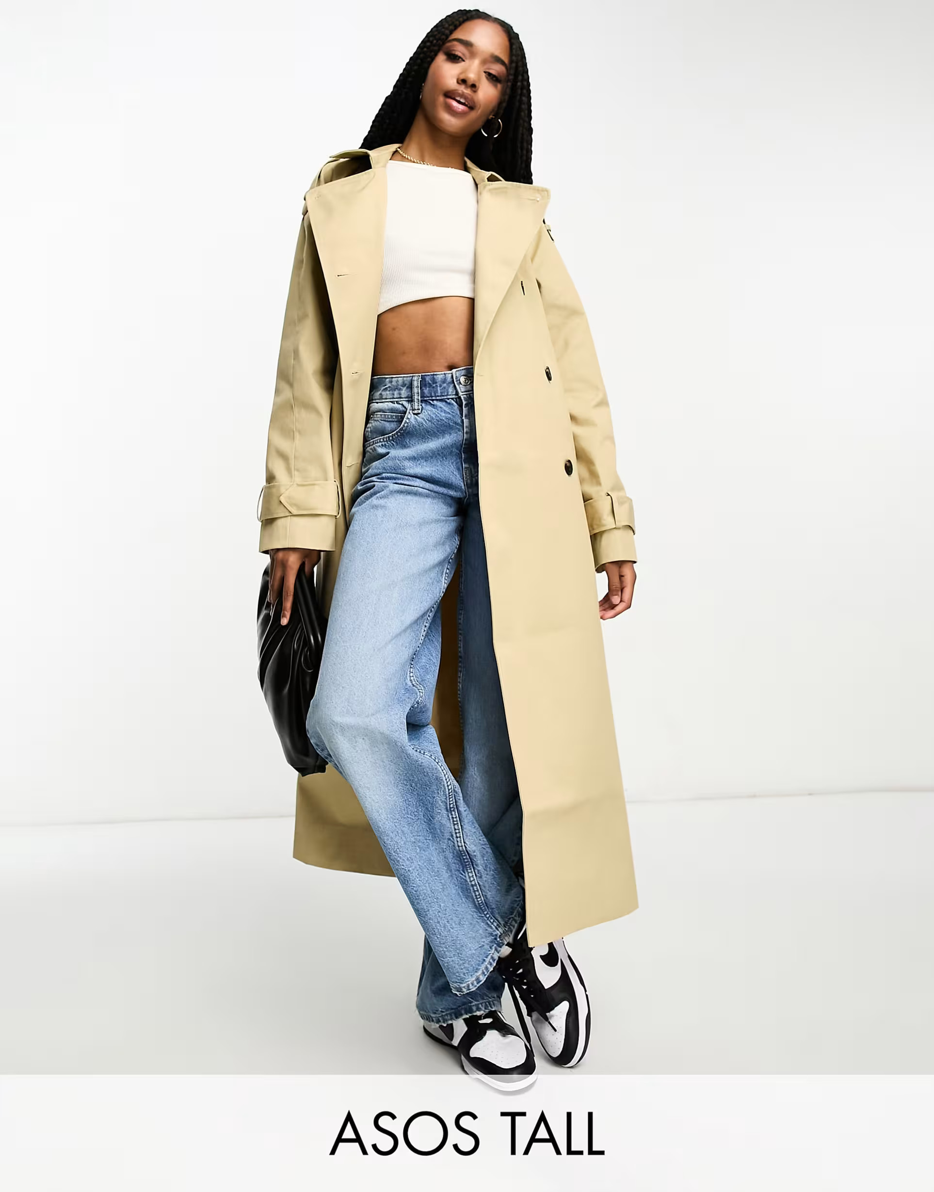 ASOS DESIGN Tall longline trench coat in stone | ASOS (Global)