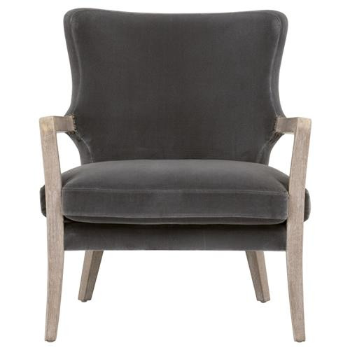 Milvi French Country Dark Grey Upholstered Oak Wood Frame Arm Chair | Kathy Kuo Home