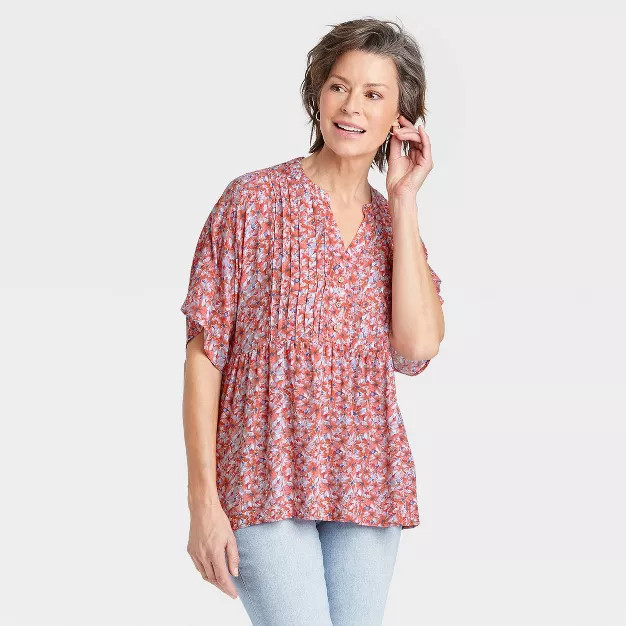Women's Short Sleeve Henley Blouse - Knox Rose™ | Target