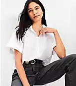 Poplin Henley Dolman Everyday Tunic Shirt | LOFT