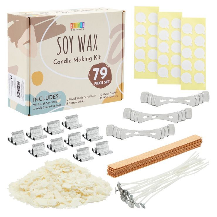 Bright Creations 79 Piece Soy Wax Candle Making Kit with Iron Stands, Wood and Cotton Wicks, Cent... | Target