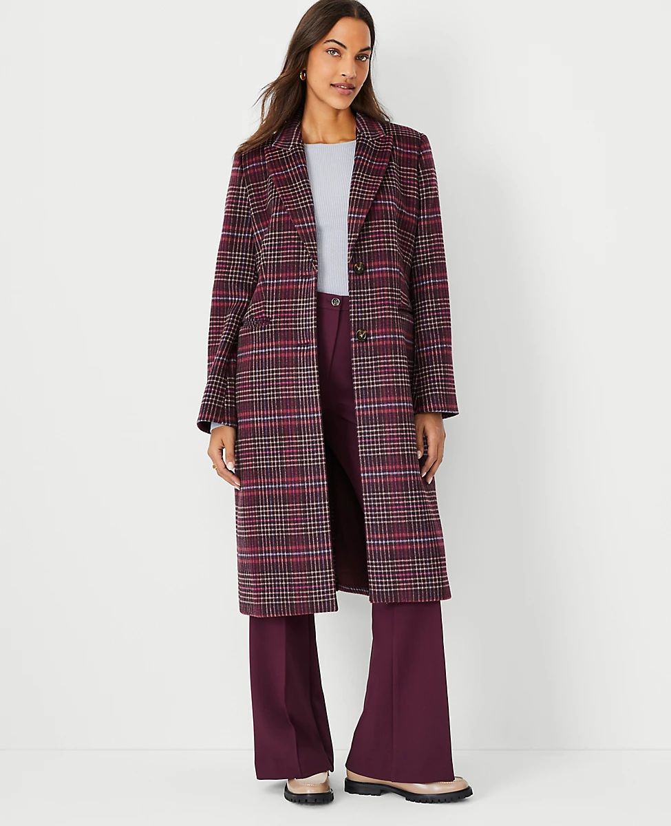 Petite Plaid Tailored Chesterfield Coat | Ann Taylor (US)