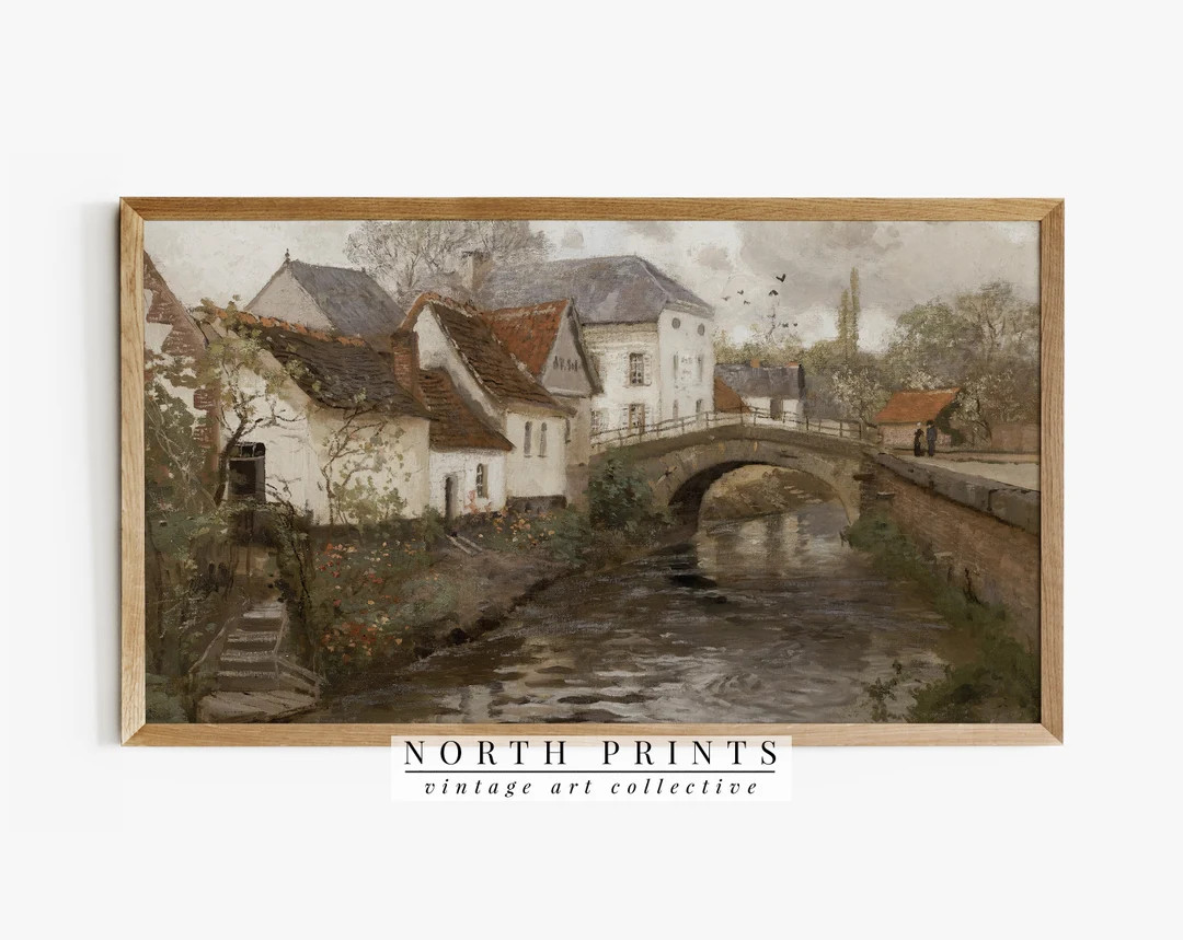 Samsung Frame TV Art: Vintage Village Landscape (Printable Digital Download) TV321 | Etsy (US)