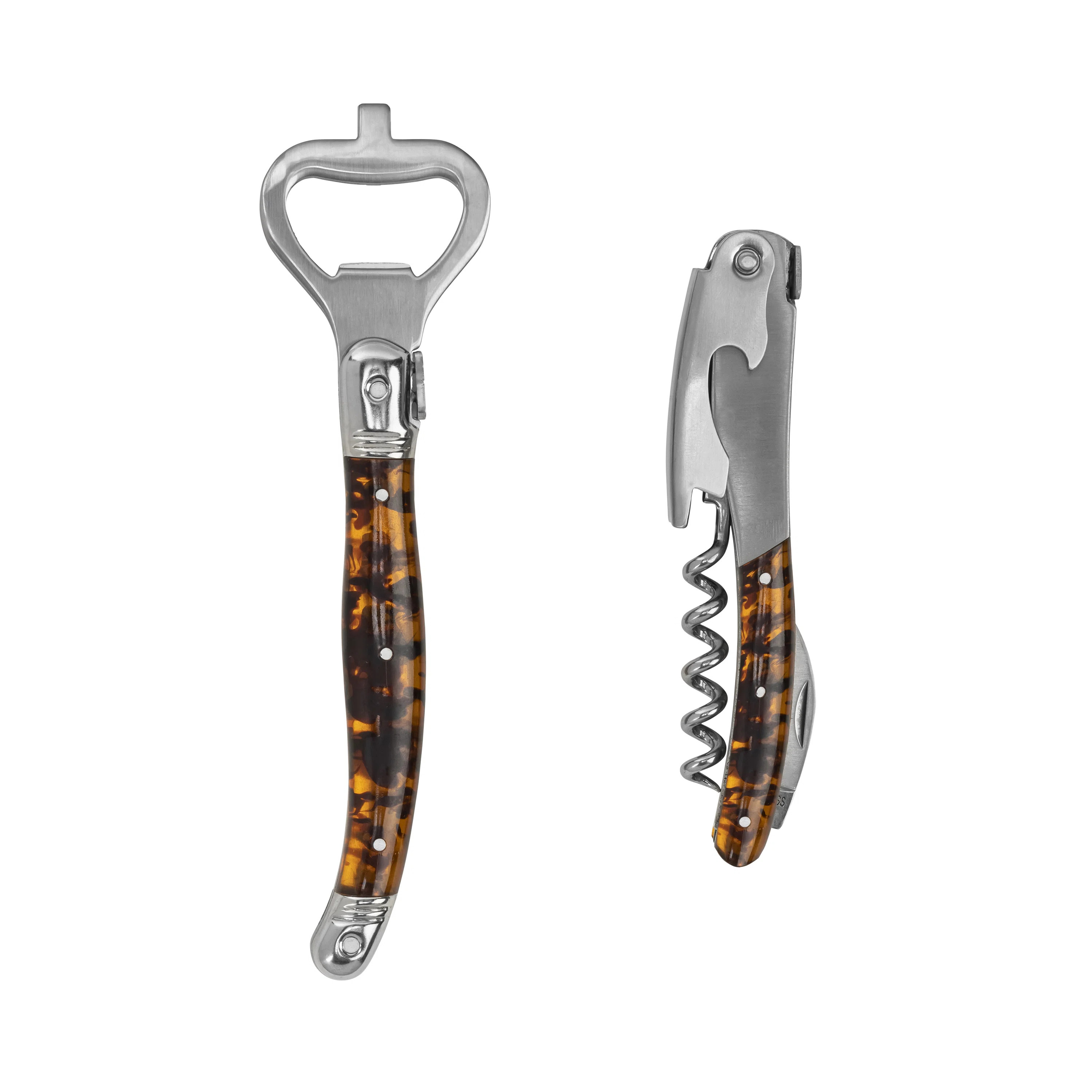 French Home Laguiole Barware Bottle Opener & Corkscrew Set With Tortoise Shell Handles | Wayfair North America
