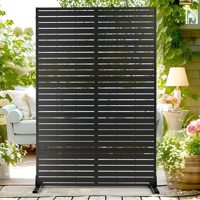 72" H×44" W Metal Outdoor Privacy Screen Freestanding, Outdoor Screens for Patio Lawn Deck, Priv... | Amazon (US)
