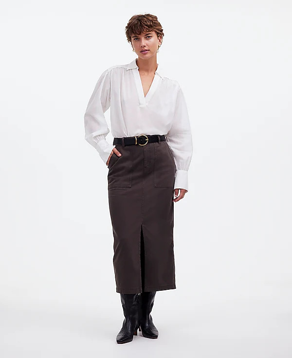 Twill Patch Pocket Midi Skirt | Madewell