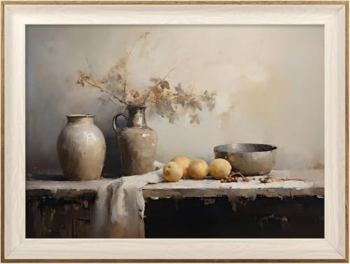 ASTRDECOR Framed Kitchen Wall Art Prints, Rustic Kitchen Farmhouse Wall Decor Living Room, Vintage Jars Still Life Oil Painting Dining Room Wall Decor, Fruits Botanical Canvas Wall Art-12''x 16'' | Amazon (US)