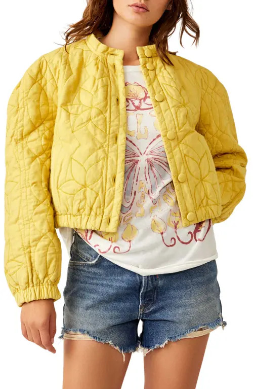 Free People Quinn Quilted Jacket in Citronelle at Nordstrom, Size Large | Nordstrom