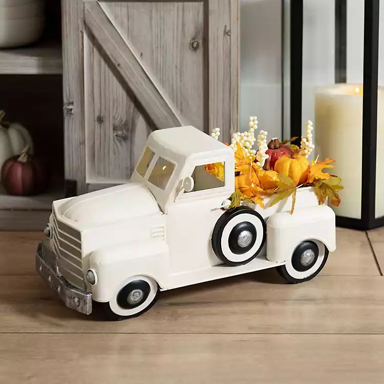 Cream Vintage Truck with Pre-Lit Autumn Leaves | Kirkland's Home