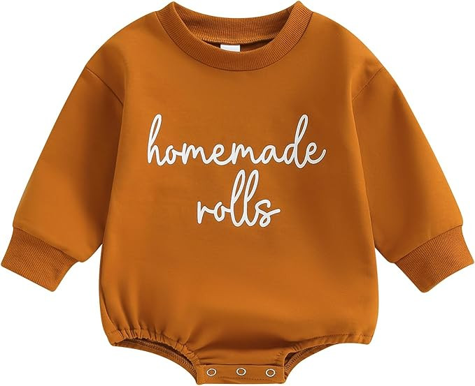 BULINGNA Infant Baby Girl Boy Thanksgiving Outfit Handmade Rolls Bubble Sweatshirt Romper Fall On... | Amazon (US)