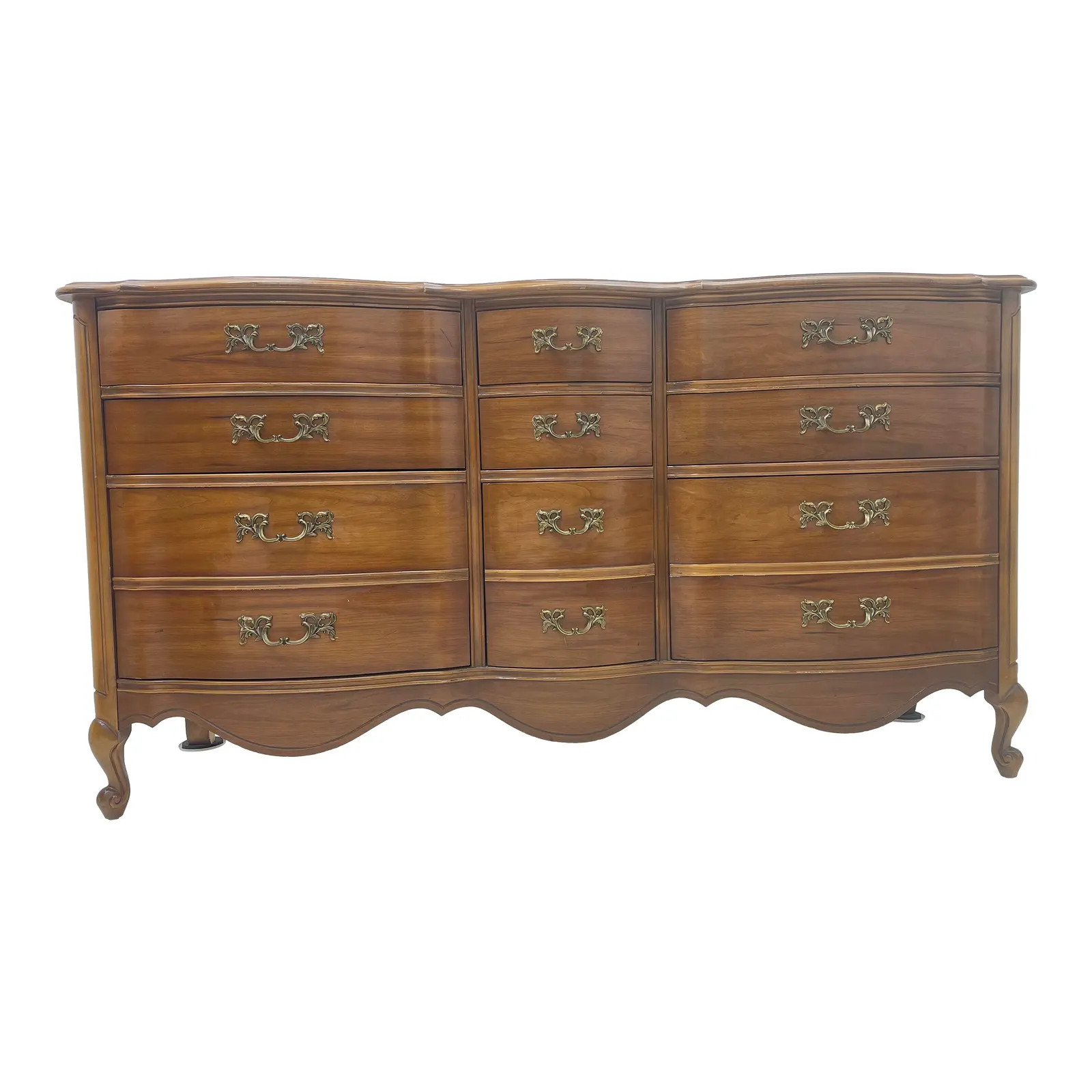 Vintage French Provincial 9 Drawer Dresser With Dovetailed Drawers | Chairish