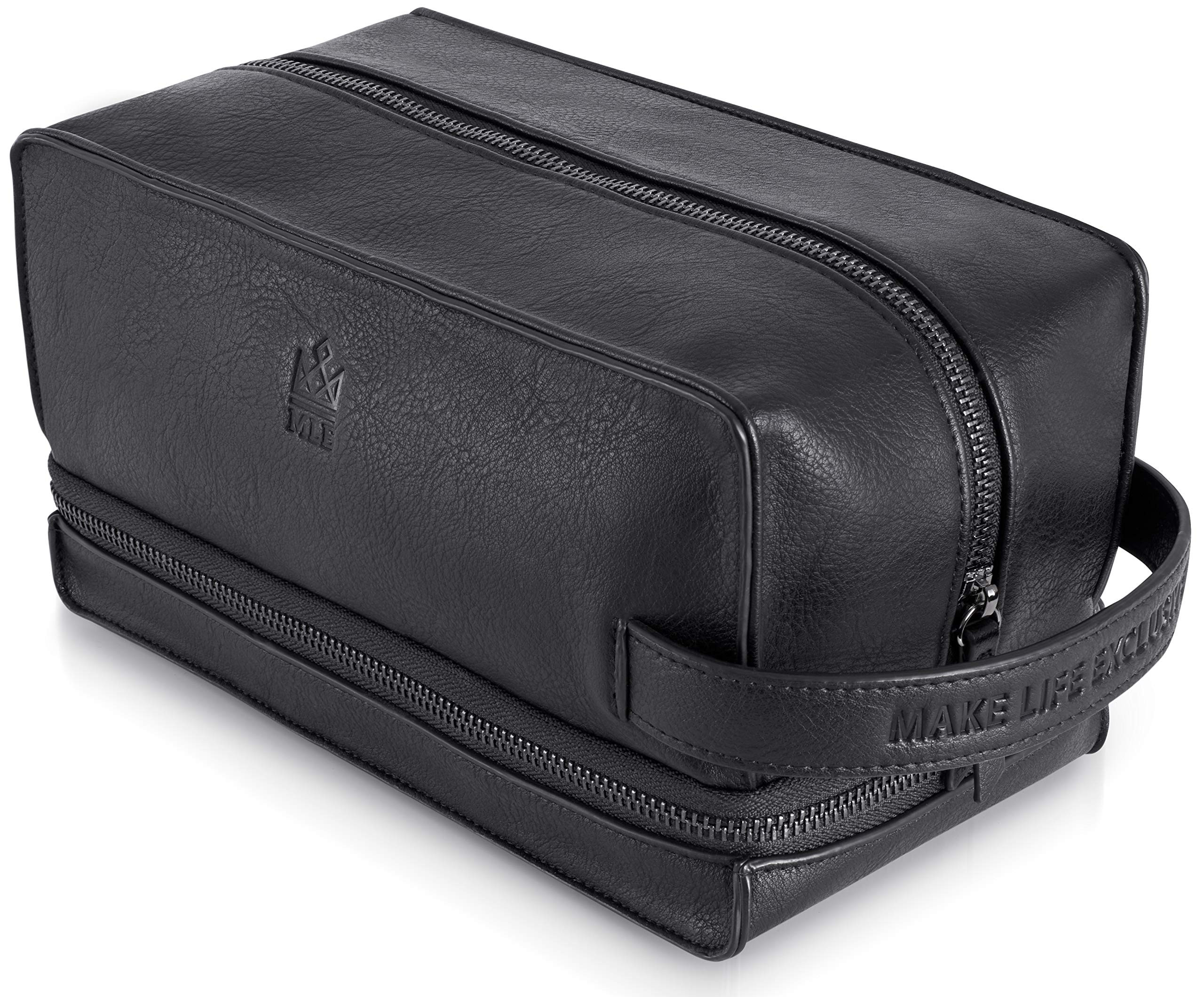 Mens Leather Toiletry Bag – Travel Dopp Kit, Shaving Bag, Grooming & Hygiene Organizer, Leather... | Amazon (US)