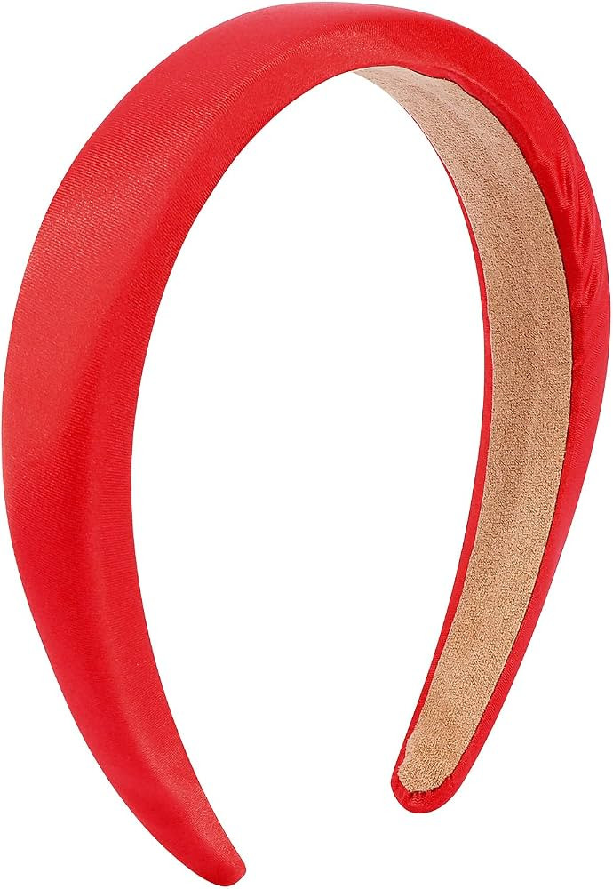 SuPoo Red Headbands for Women Girls Thick Padded Head Band Silk Satin Wide Hair Band Hoops Wide F... | Amazon (US)