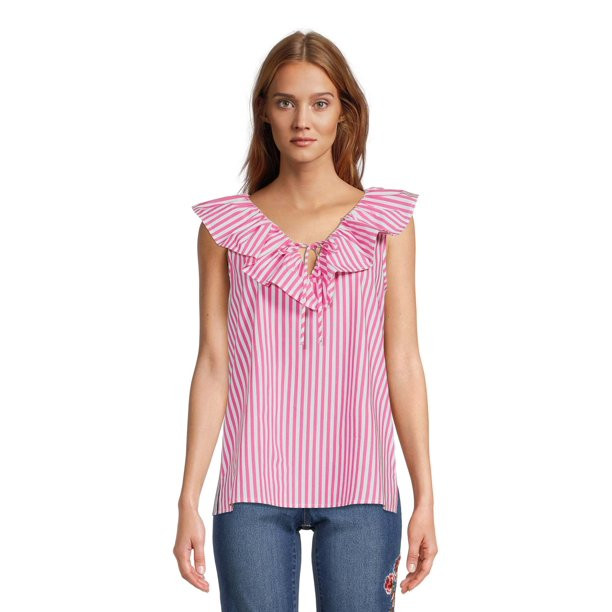 The Pioneer Woman Ruffle Neck Sleeveless Top, Women's - Walmart.com | Walmart (US)