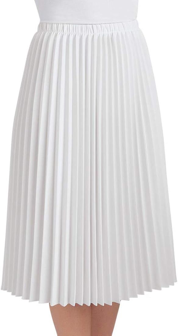 Collections Etc Classic Pleated Mid-Length Jersey Knit Midi Skirt with Comfortable Elastic Waistb... | Amazon (US)
