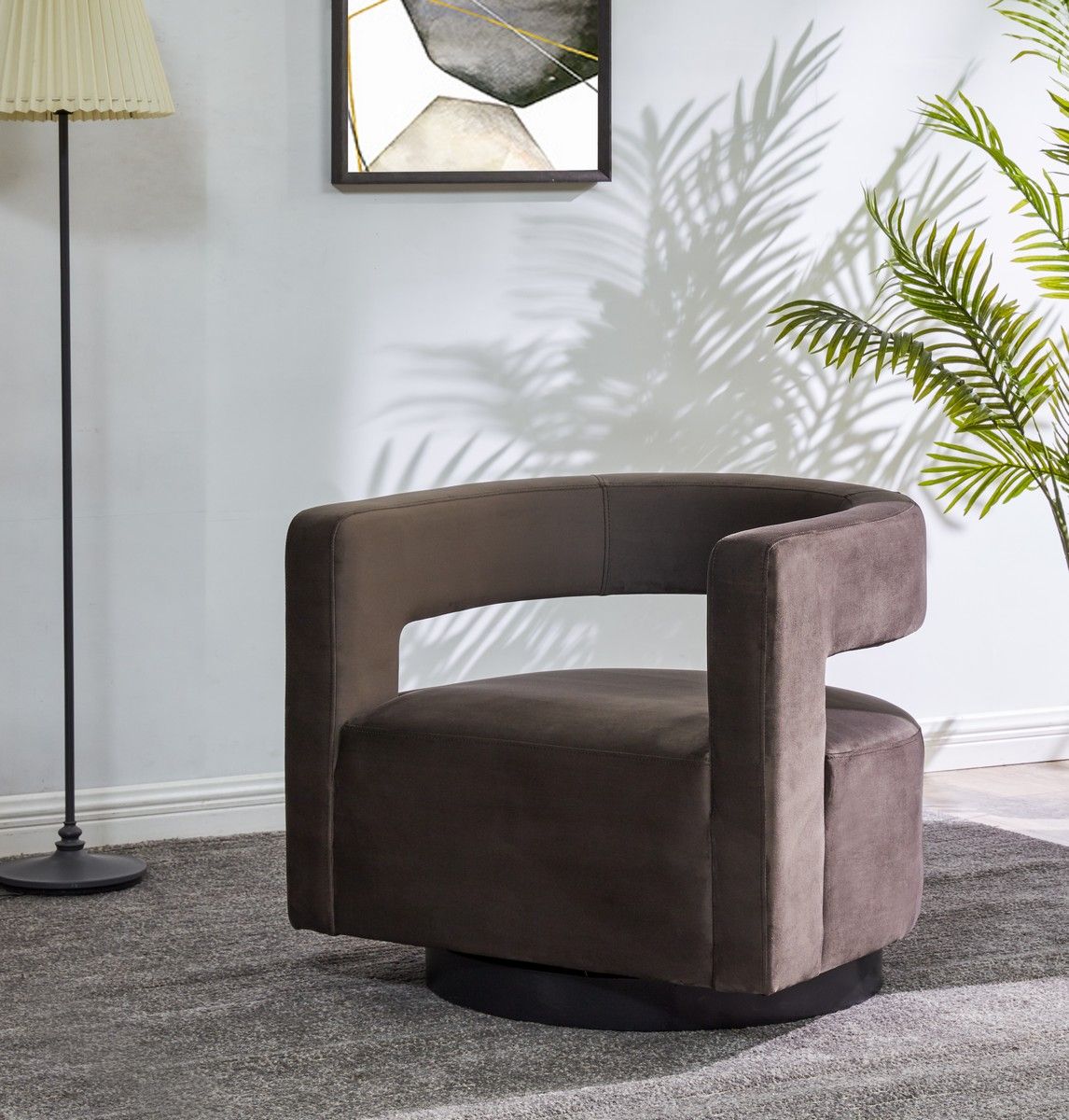 Edgar Velvet Swivel Chair In Dark Grey | 1stopbedrooms