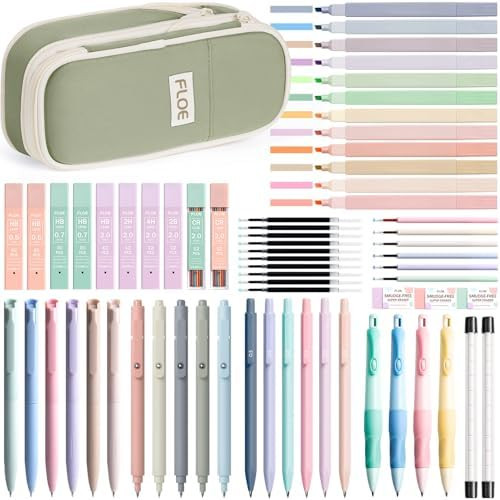 65PCS Aesthetic School Supplies with Cute Pencil Case, Pastel Highlighters Gel Pens Mechanical Pe... | Amazon (US)