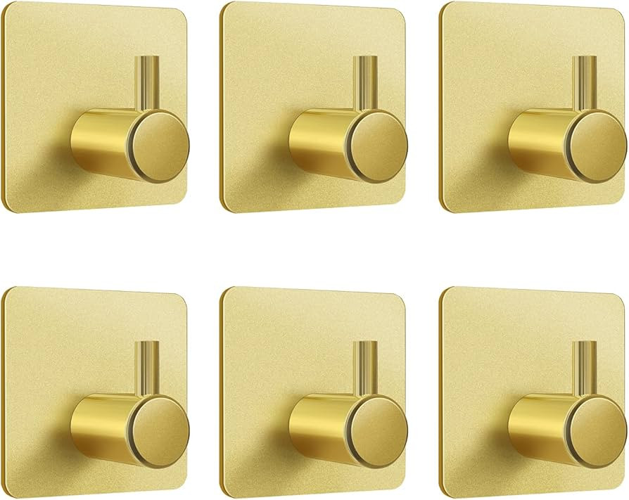 VAEHOLD Gold Adhesive Hooks , Heavy Duty Wall Hooks Waterproof Aluminum Hooks for Hanging Coat, H... | Amazon (US)