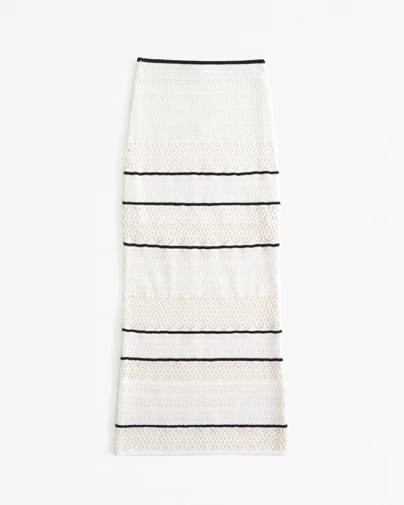 Abercrombie & Fitch Women's Mixed Stitch Crochet-Style Maxi Skirt in Cream - Size L | Abercrombie & Fitch (US)