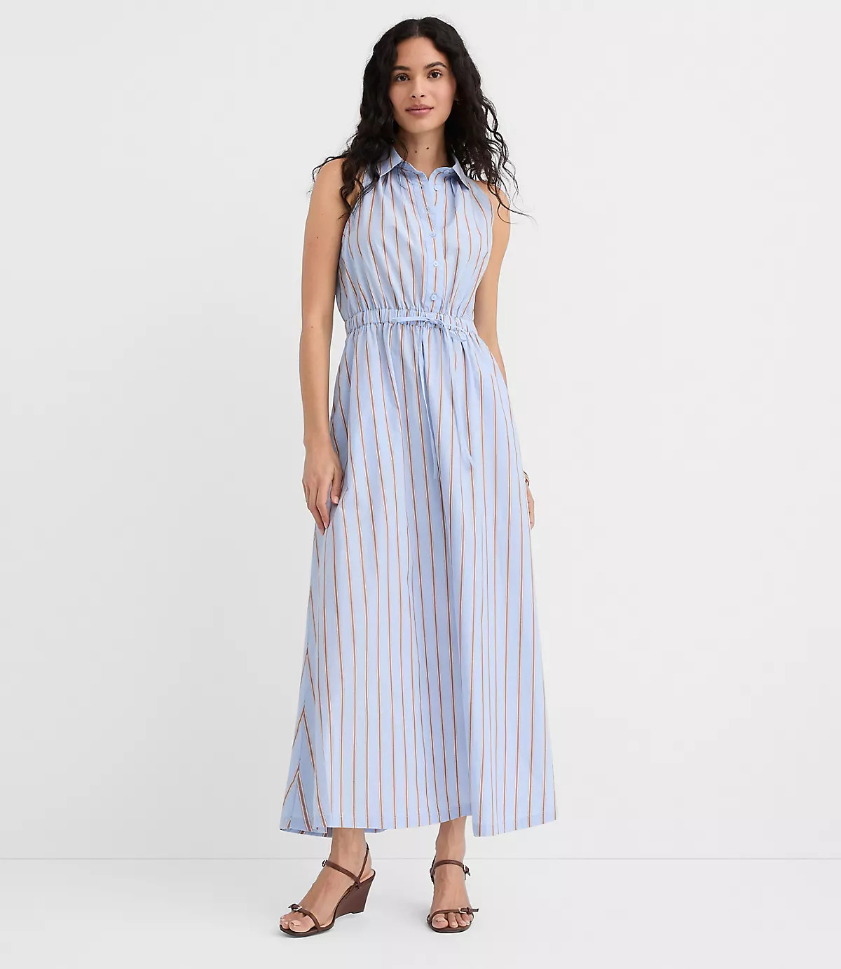 Striped Halter Midi Pocket Shirtdress | LOFT