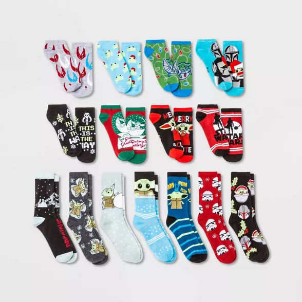 Women's Star Wars: The Mandalorian 15 Days of Socks Advent Calendar - Assorted Colors 4-10 | Target