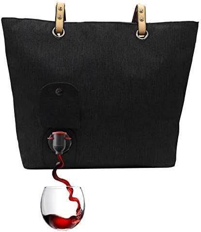 PortoVino City Wine Tote Black - Fashionable Wine Purse with Hidden, Insulated Compartment, Holds... | Amazon (US)
