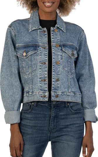 Jacqueline Pleat Sleeve Crop Denim Jacket | Nordstrom Rack